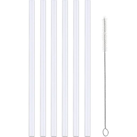 Lot de 6 pailles de rechange vertes compatibles avec le couvercle à paille à large ouverture des bouteilles Hydro Flask, avec goupillon, sans BPA.