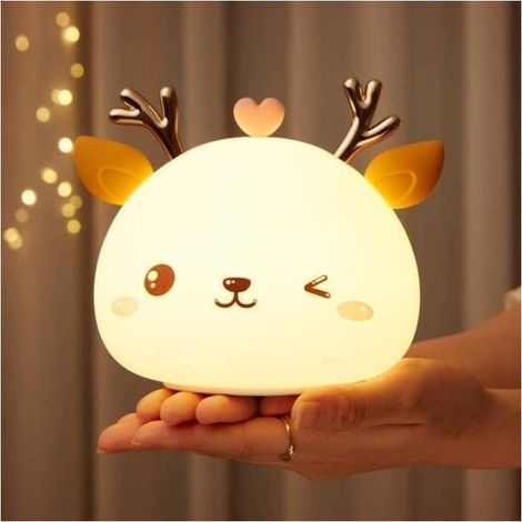 Night baby LED rechargeable  Lamp cerf multicolore with control tactile  7 colors  Light soft for children (1/4)
