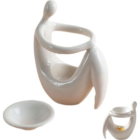 Diffuseurs en Céramique, Brûleur De Arôme, Brûleurs à Huile Essentielle, Brûleurs De Bougie, Porte Bougie Céramique Diffuseur, pour Huiles Essentielles Décor De Chambre à Coucher, Blanc