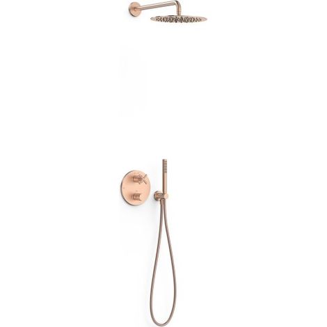 Kit robinet thermostatique encastré 2 voies pour douche Therm-box Or Rose Mat 24K - TRES 28335002OPM