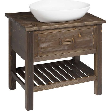Sapho Brand - Mobile lavabo 73x80x50 cm, 1 cassetto, abete tinto BA083S (1/5)