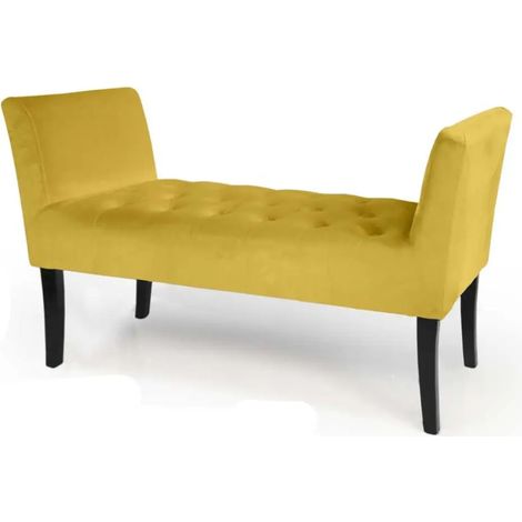 Banquette en velours jaune 111x40x60