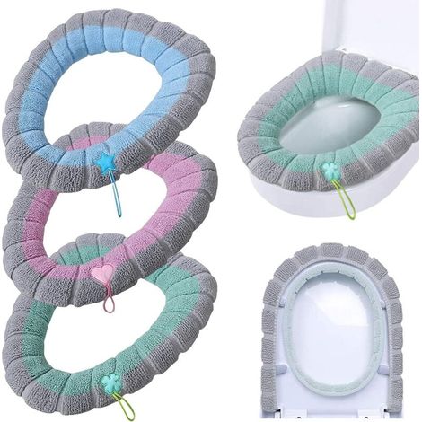 Housse De Siège De Toilette - Lot De 4 - Fibre Acrylique - Extensible Et Lavable - Pour Salle De Bain - 35,6 x 45,7 cm (1/5)