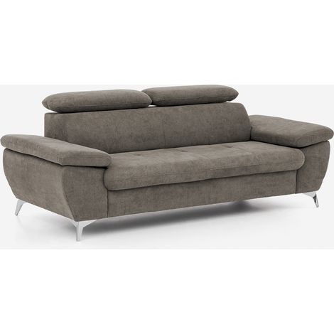Moderner 3-Sitzer Stoffsofa mit verstellbarer Rückenlehne und Armlehnen Zana - Grau (1/5)