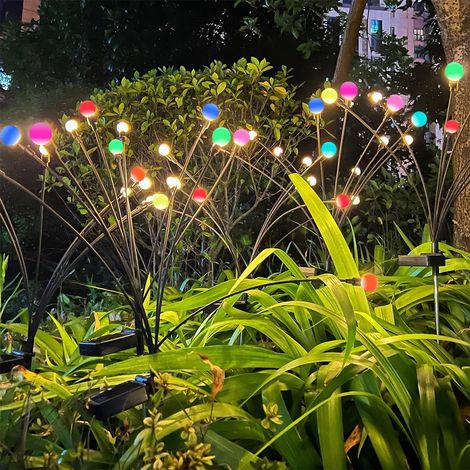 Solar Lights Outdoor, Solar Garden Lights Outdoor, Solar Garden Lights Outdoor, IP65 Waterproof Outdoor Garden Decoration, LED Solar Lights Outdoor (2pcs 16 LED/Multicolor) (1/4)