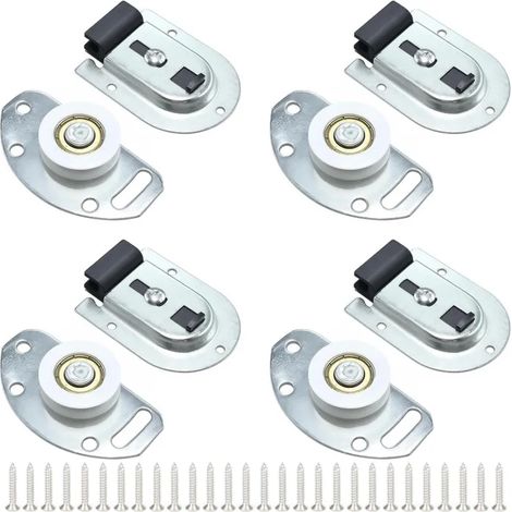 Kit de roulettes coulissantes pour armoire，Lot de 4 kits de quincaillerie pour porte de placard coulissante, pour portes d'armoire, portes coulissantes de placards