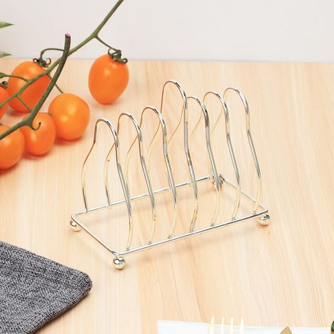 Porte-toasts en acier inoxydable 6 tranches, support à toasts, porte-tranches de pain, présentoir de table, 2 pièces (1/5)