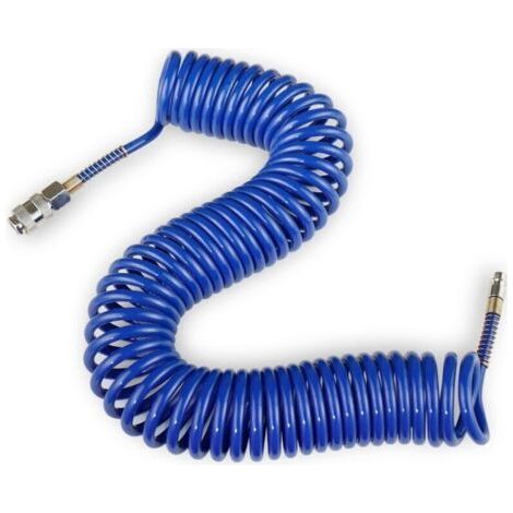 QORVA
-9m Tuyau d'air en PU à ressort Tuyau d'air en PU enroulé Tuyau pneumatique pour ligne d'air ou transfert de fluide, avec restricteur de courbure Coupleur rapide et bouchon,de