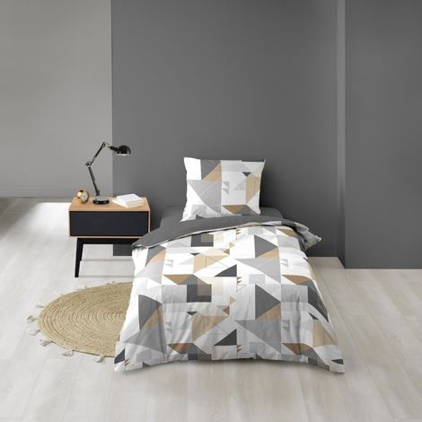 Housse de couette 140x200 + 1 taie d'oreiller TRIGONE (1/5)