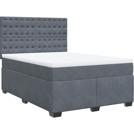 Maison Exclusive - Cama box spring con colchón terciopelo gris os (1/5)