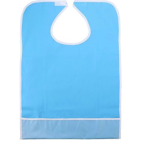 Bavoir imperméable pour adulte, tablier de protection pour repas (bleu clair) (1/5)