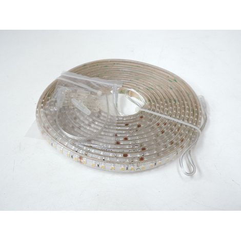 Ruban bandeau LED étanche 9.6W/m chaud 2700K longueur 5m alim 24V (non incl) 120leds/m exterieur IP65 (1/2)
