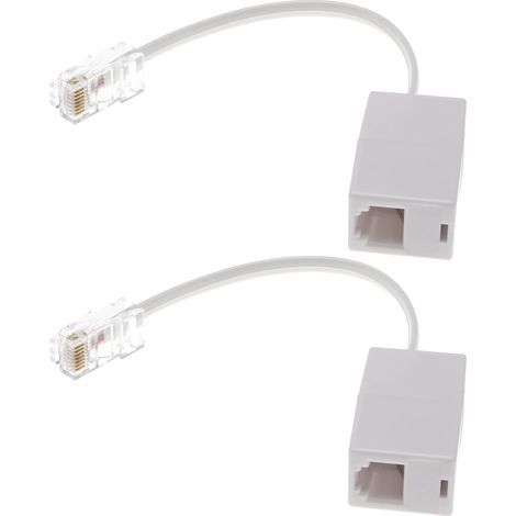 2pcs Adaptateur RJ11 vers RJ45 Connecteur Téléphone ABS Blanc 145mm Pour Maison Bureau