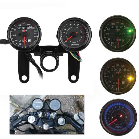 12V 0-160 km/h 13000 U/min LED-Hintergrundbeleuchtung Tachometer Kilometerzähler Drehzahlmesser Motorrad Universalinstrument Nachrüstung (1/5)