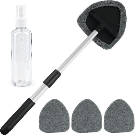 Nettoyant pour Pare-Brise, 180° Extensible Brosse de Fenêtre de Nettoyage à Manche avec 4 Tampons Lavables et 1 Vaporisateurs - Nettoyage Pare Brise Intérieur (1/5)
