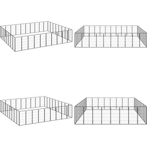 36-tlg. Hundelaufstall Schwarz 50x100cm Stahl Pulverbeschichtet - Hundezaun - Outdoor Hundezwinger - Hundegarten - Hundeauslauf - Stahltürme - Home & Living