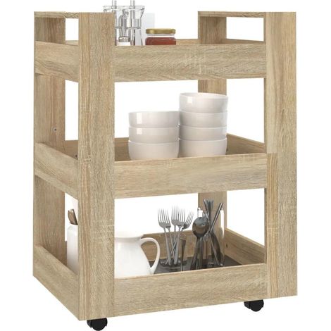 vidaXL Kitchen Trolley Sonoma Oak 60x45x80 cm Engineered Wood