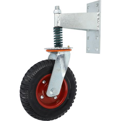 Roulette pour portail de 20 cm (8 pouces), capacité de charge de 272 kg (600 lb), en acier à haute teneur en carbone et caoutchouc, roulette rouge (1/5)
