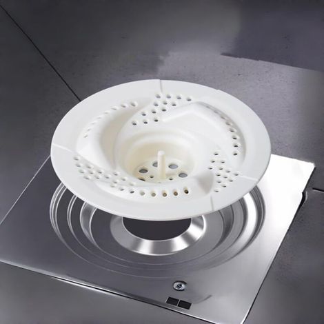 Bonde de lavabo avec filtre anti-cheveux - Grille de vidange 7,8 x 7,8 cm blanche pour douche et baignoire - Prévention des obstructions (1/4)