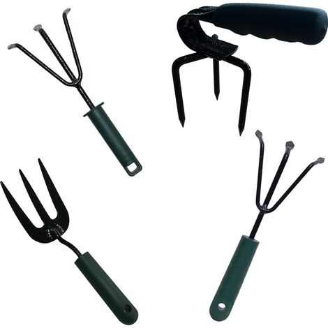 LITTLE Outils de jardinage à main fourche + cultivateurs 3 dents + griffe rotative (1/5)