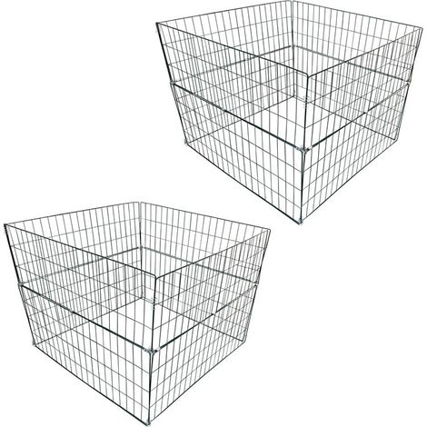 Estexo – Lot de 2 composteurs de jardin en métal 90 x 90 x 70 cm – Grillage métallique revêtu – Résistant aux intempéries – Configuration flexible