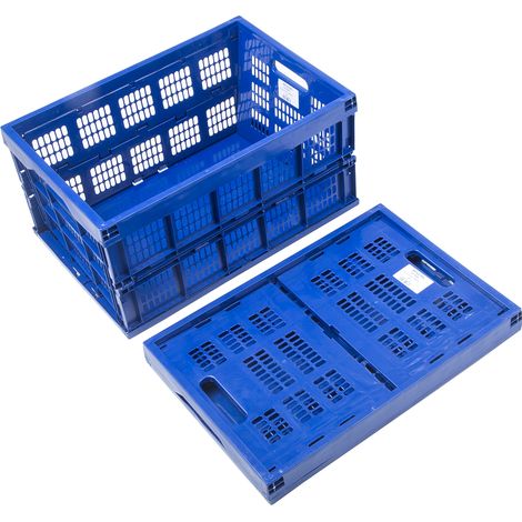 Bac pliable Bleu Sans couvercle 45L, 535mm x 360mm x 280mm ( Prix pour 1 )