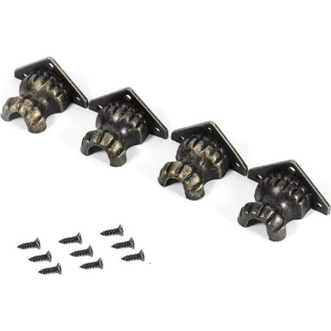 4 protections d'angle en laiton antique pour meubles en bois, coffrets à bijoux et boîtes