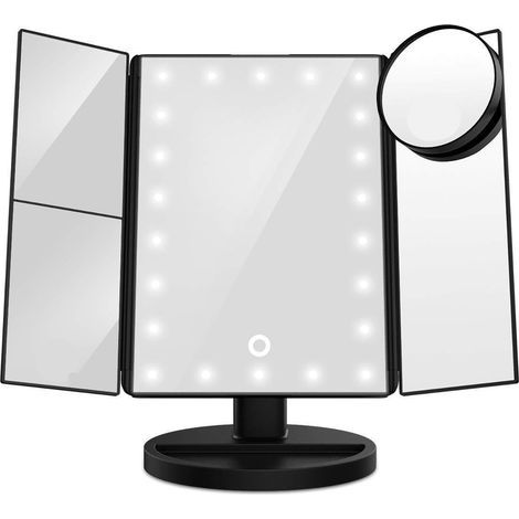 Specchio cosmetico, LED, USB, 28x18x11,7 cm, nero (1/5)
