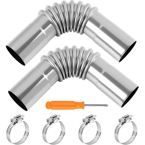Tuyau D’Échappement Chauffage de Voiture en Acier Inoxydable Raccord d’Angle de 24 mm Tuyau d'Échappement de Voiture et Echappement Chauffage Diesel avec Colliers de Serra (1/4)