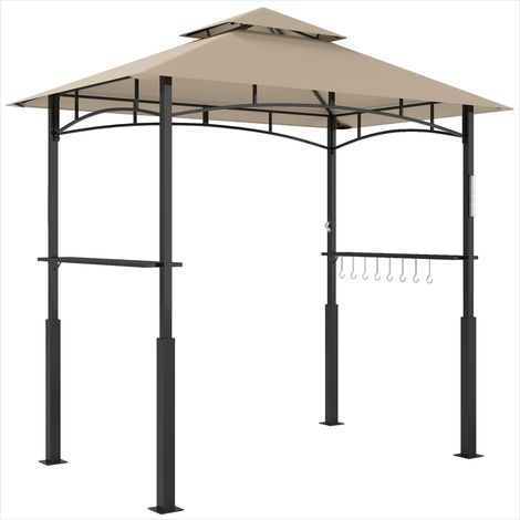 Tonnelle de jardin Tonnelle de barbecue en métal avec double toit (1/5)