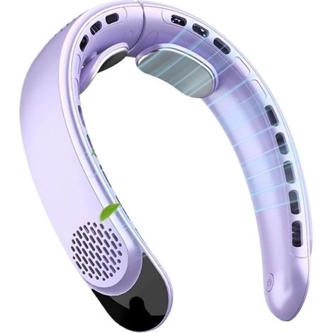 Ventilatore da collo – Mini ventilatore portatile con 3 velocità regolabili e display digitale (viola) (1/5)
