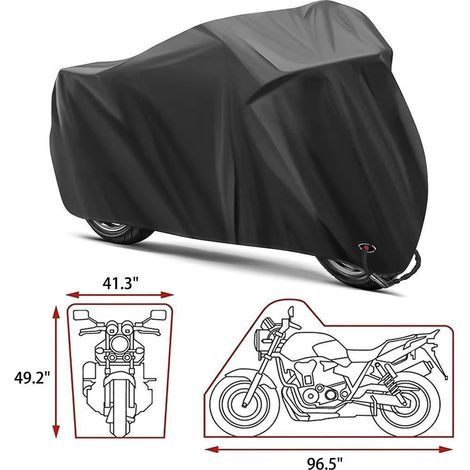 Motorradabdeckung - Für den Innen- und Außenbereich - Für Harley-Davidson, Honda, Suzuki - Schwarz - 3XL (295 x 110 x 140 cm) (1/5)