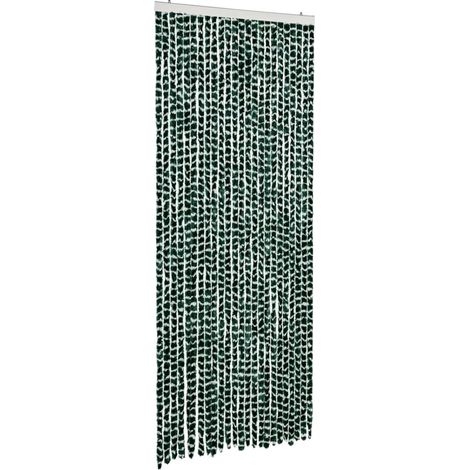 Fly Curtain Green and White 100x200 cm Chenille vidaXL