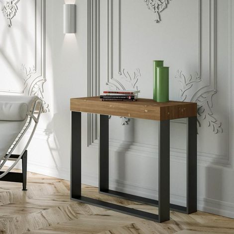 Consolle allungabile 90x40/190 cm Elettra Small Abete Tinto telaio Antracite (1/4)