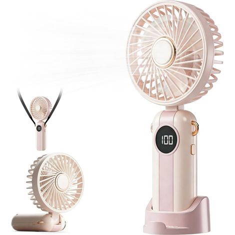 Ventilateur portable rechargeable main 5 vitesses 1200mAh pliable LED mini ventilateur de bureau compact USB voyage extérieur été (1/5)