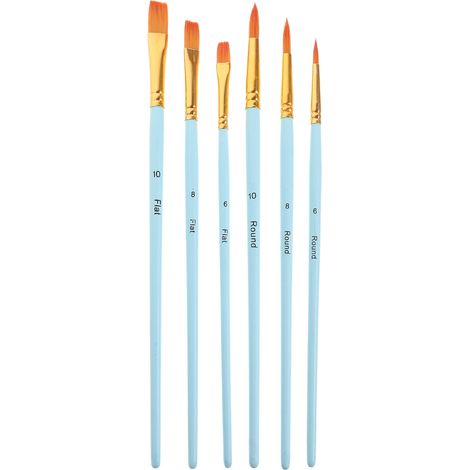 Pinceau Peinture - Soies Nylon - Manche Bois - Pour Aquarelle Acrylique Gouache Huile - 6 Pièces (1/5)