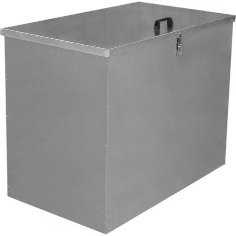 Contenedor de Alimentación Galvanizado 1 Compartimento Cubo de Alimentación de 64 litros Almacenamiento de Alimentación Exterior Comedero con Tapa Caja de Alimentación