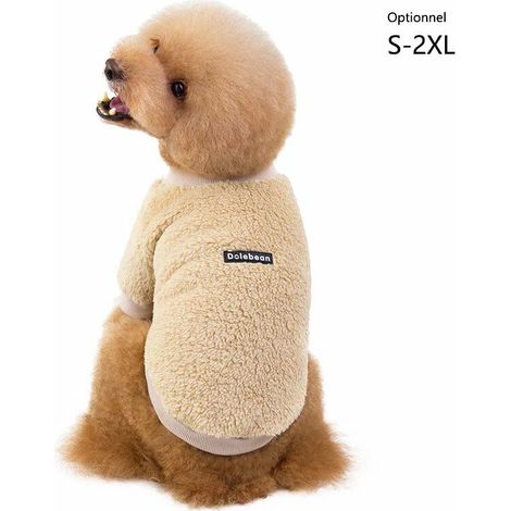 Vêtements pour chiens Teddy chien polaire vêtements polaires chauds vêtements pour animaux de compagnie, abricot XXL (1/5)