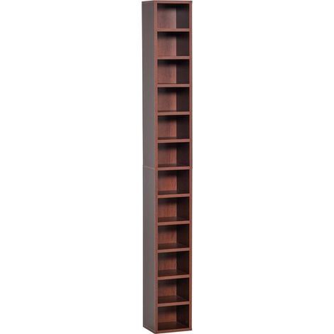 Etagère colonne brun foncé 21L x 20l x 175H cm – 12 espaces de rangement pour 204 CDs – Panneaux de particule et MDF – MH (1/5)