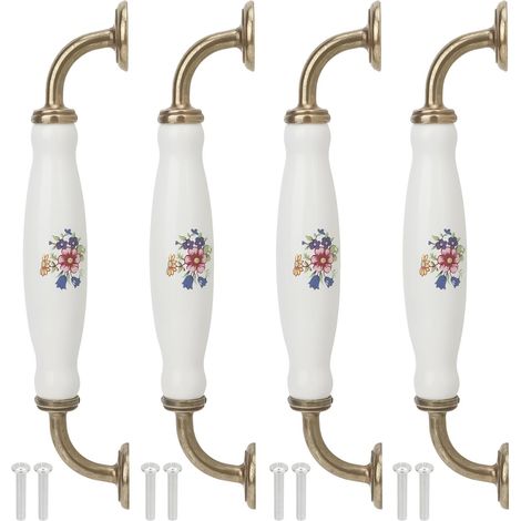 JSSEVN - Ceramic Door Knobs, Furniture Drawer Pulls, Ceramic Furniture Handles, European Rustic Style Cabinet Door Handles (1/5)