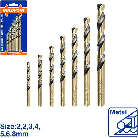 Set di punte per trapano in metallo HSS WADFOW da 7 pezzi, acciaio rapido, resistenti e precise