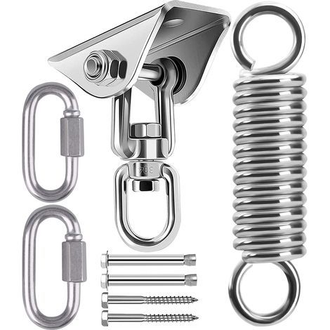 Ceiling Hook Hanging Chair Spring, Hammock Hanging Hooks Kit Stainless Steel 360° Rotation Ceiling Mount up to 450Kg for Yoga Hammock Hanging Chair Punching Bag (1/5)