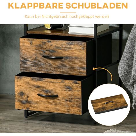 Buffet de salon, meuble d'appoint, tiroirs en tissu, MDF, cadre en acier, marron (1/4)