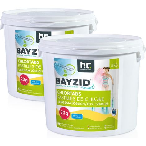 Höfer Chemie 2 x 5 kg (10 kg) 20g Pastilles de chlore lent pour piscine - chloration permanente de la piscine - HAUTEMENT EFFICACE contre les bactéries