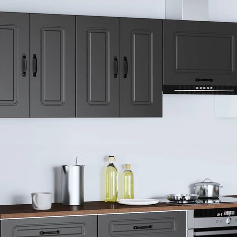 vidaXL Armoire murale de cuisine Kalmar noir bois d'ingénierie (1/5)