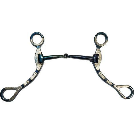 Morso western snodato in ferro blu spessore 11 mm con riporti alpacca
