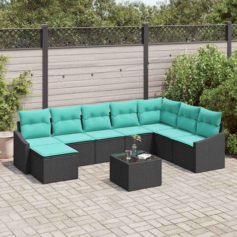 Teenpull – Sofa Set 9 Stk. Schwarz [Synthetisch]: Poly Rattan (1/5)