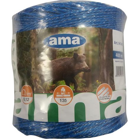AMA Corda Premium line per cinghiali 400 m Bianca per recinti elettrici