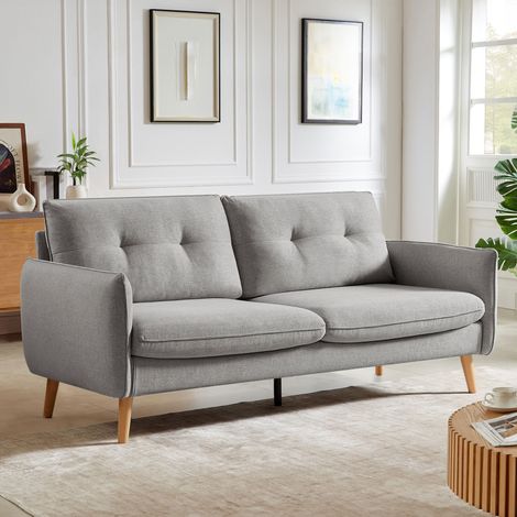 Skandinavisches 3-Sitzer-Sofa CHLOÉ aus hellgrauem Stoff (1/5)