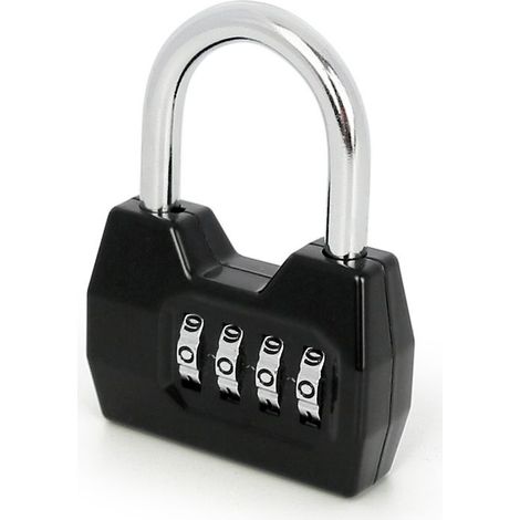 Cadenas à combinaison à 4 chiffres – Antivol extérieur étanche – Alliage de zinc – Noir – (1/5)